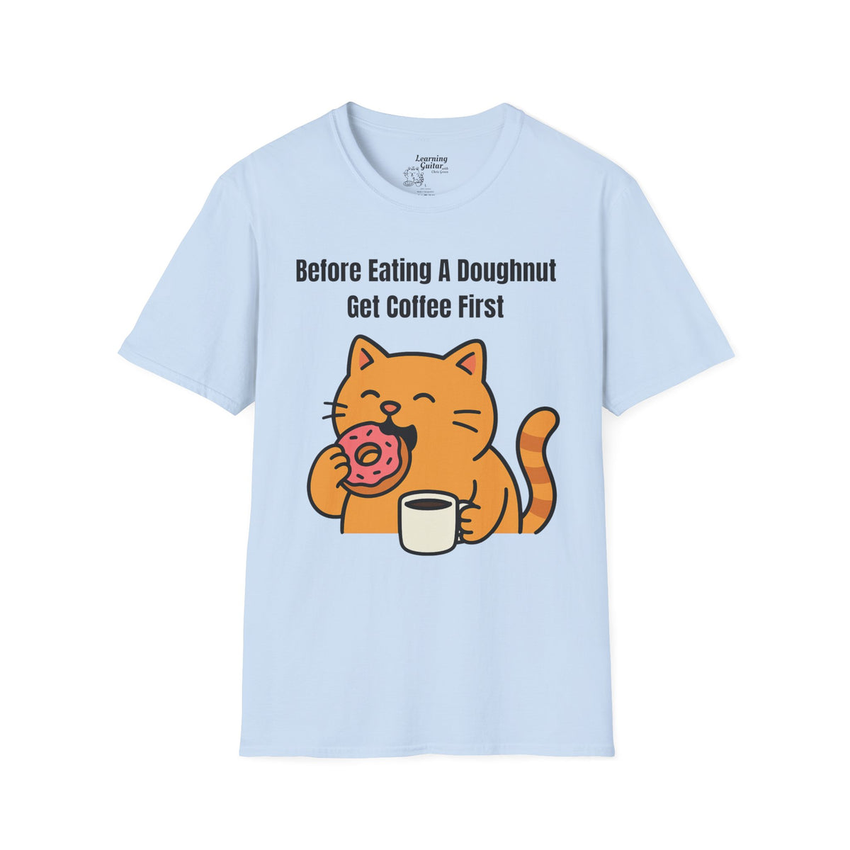 Funny Music Theory “Order of Flats” T-Shirt: Before Eating A Doughnut Get Coffee First