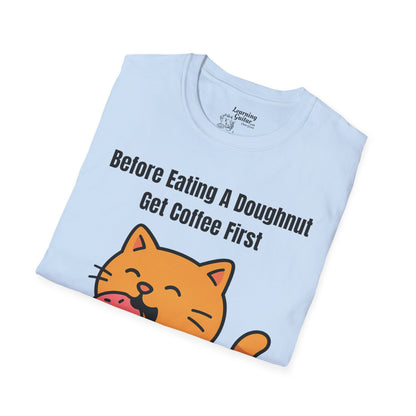 Funny Music Theory “Order of Flats” T-Shirt: Before Eating A Doughnut Get Coffee First
