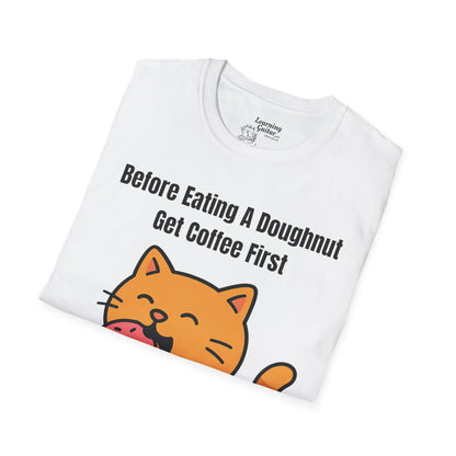 Funny Music Theory “Order of Flats” T-Shirt: Before Eating A Doughnut Get Coffee First