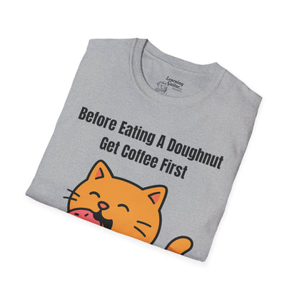 Funny Music Theory “Order of Flats” T-Shirt: Before Eating A Doughnut Get Coffee First
