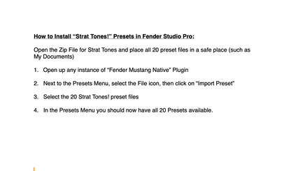 Strat Tones! Fender Mustang Native Preset Pack